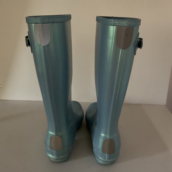 Hunter Original Kids Nebula Rain Boots Blue Iridescent Size 5B/6G (EU 37) - Picture 5 of 14